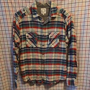 BTNS Shirt Multicolor Plaid Heavy Button-Up L